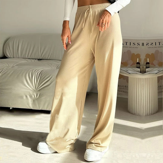 Damen weite hochgeschnittene Loungehose mit elastischem Bund und Kordelzug Shop Nory