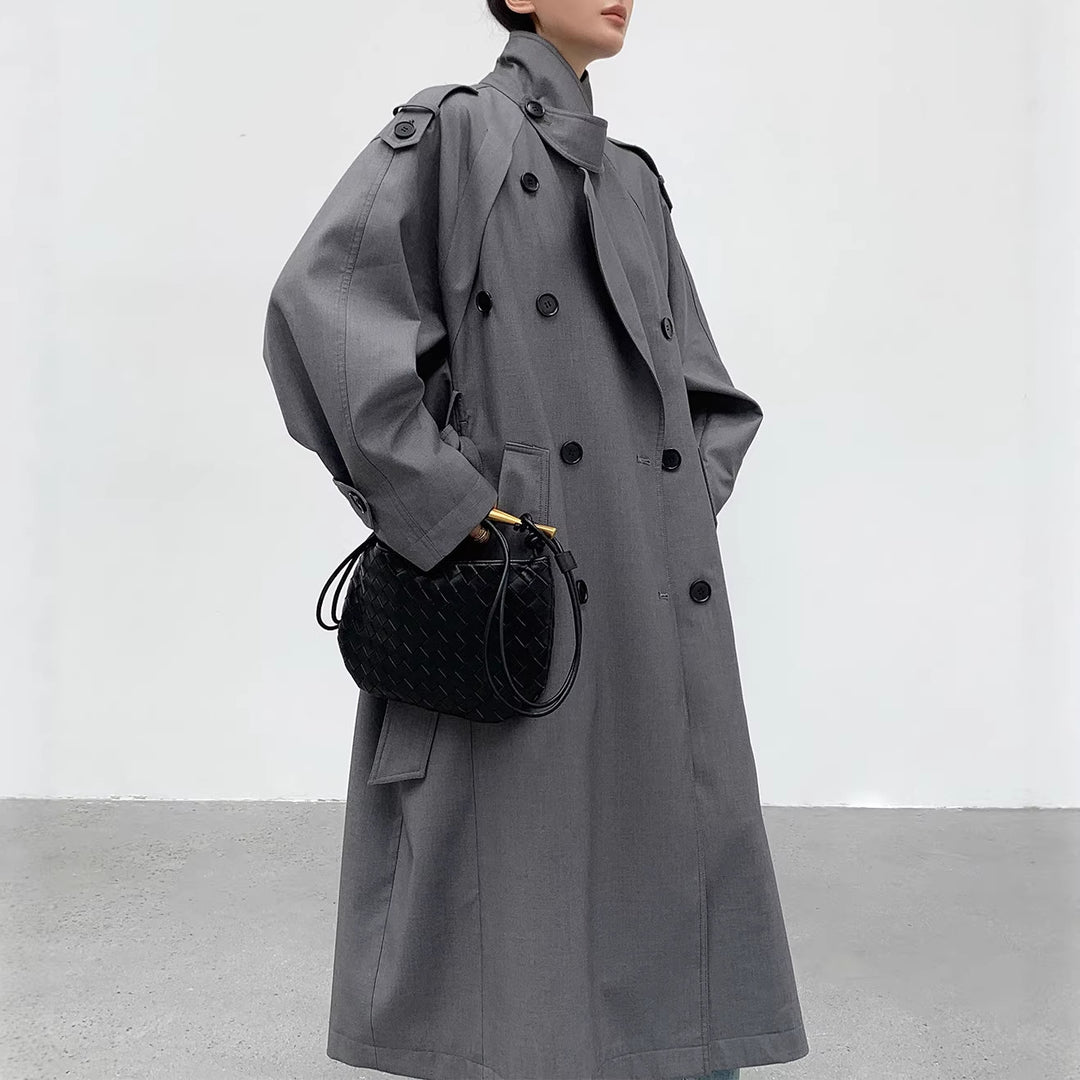 Damen modischer Trenchcoat mit doppelter Knopfleiste Shop Nory
