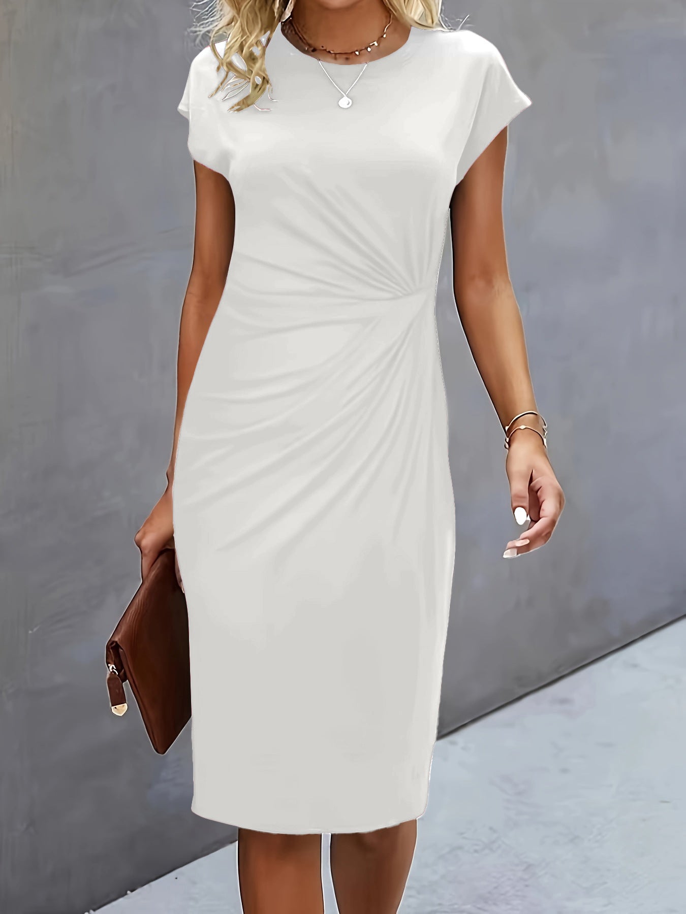 Damen elegantes Wickelkleid mit figurbetontem Design und feinem Jersey-Material Shopnory