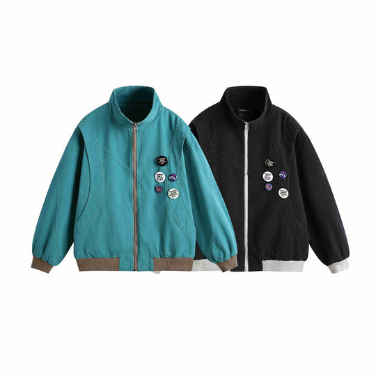 Damen Kurzblouson mit Stehkragen, Rippbündchen und Ansteck‑Pins Shop Nory