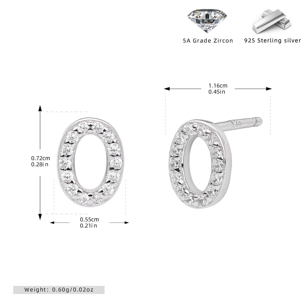 Damen Ohrstecker aus 925 Sterling Silber mit luxuriösem Zirkonbuchstaben R Shop Nory
