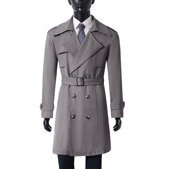 Damen Doppelreihiger Trenchcoat mit weitem Schalkragen und Epauletten Shop Nory