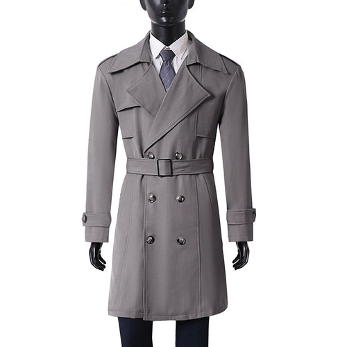 Damen Doppelreihiger Trenchcoat mit weitem Schalkragen und Epauletten Shop Nory