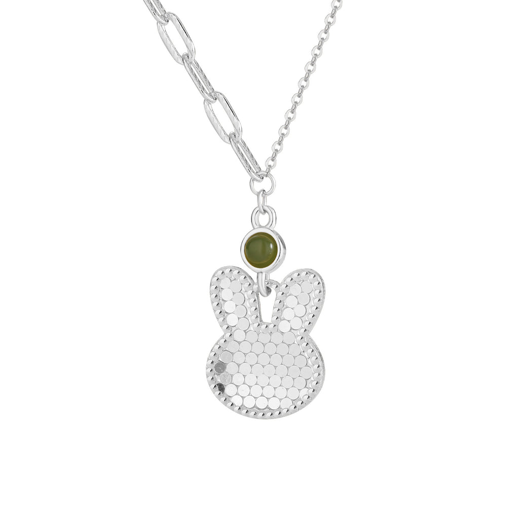 Damen Halskette mit lustigem Hasenanhänger und hochwertigem Edelstein Shop Nory
