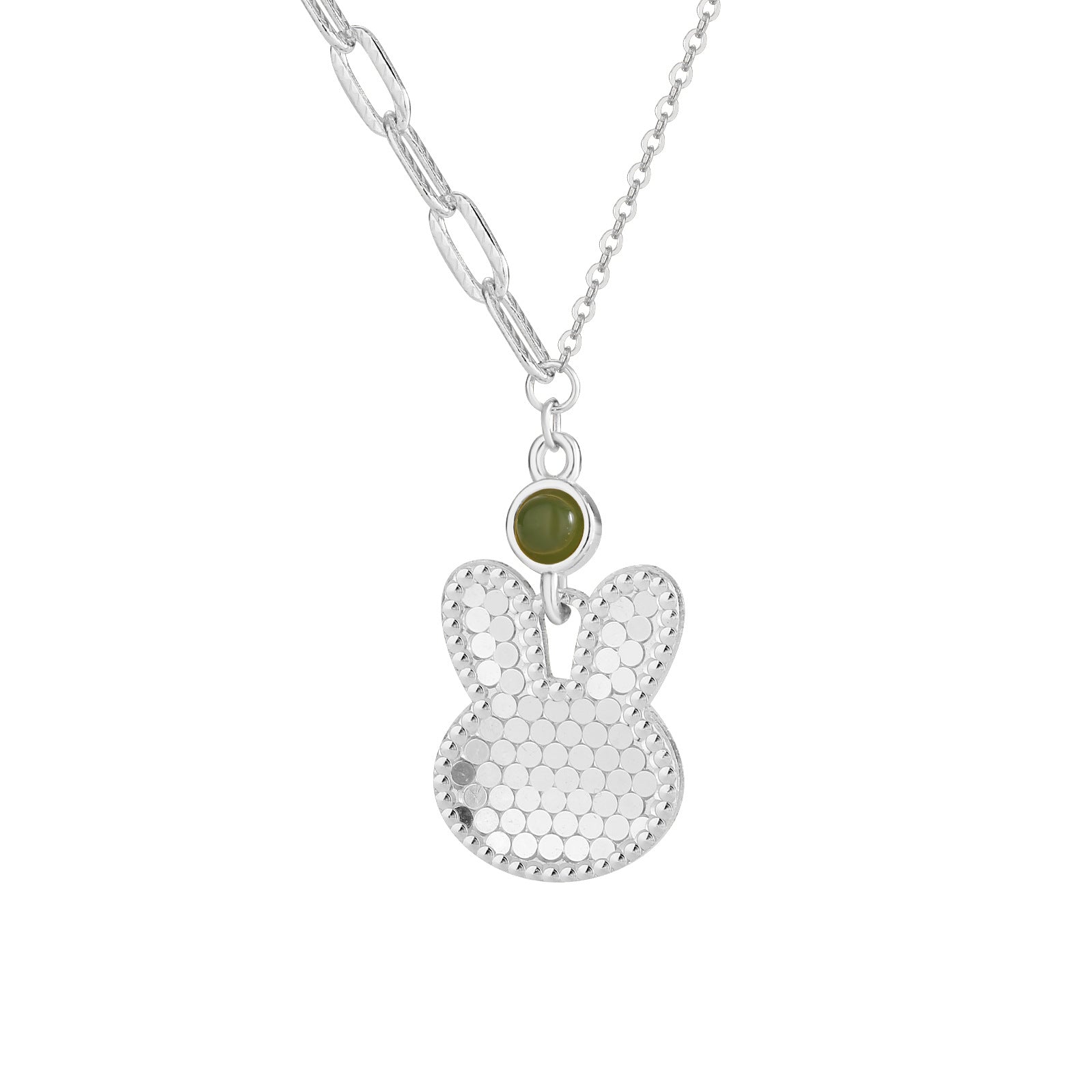 Damen Halskette mit lustigem Hasenanhänger und hochwertigem Edelstein Shop Nory