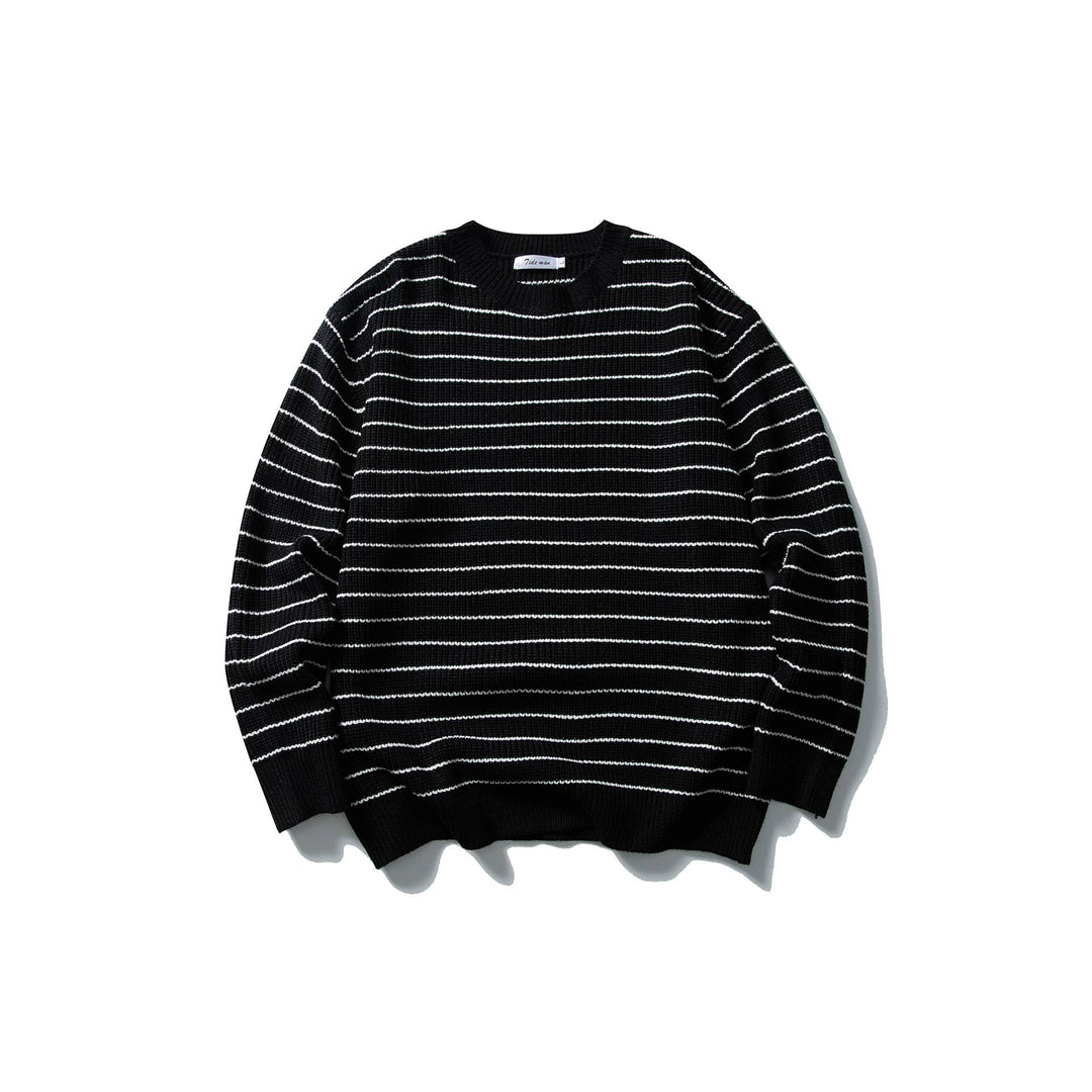 Unisex Gestreifter Strickpullover im Breton‑Look mit grober Rippstruktur und Rundhalsausschnitt Shop Nory