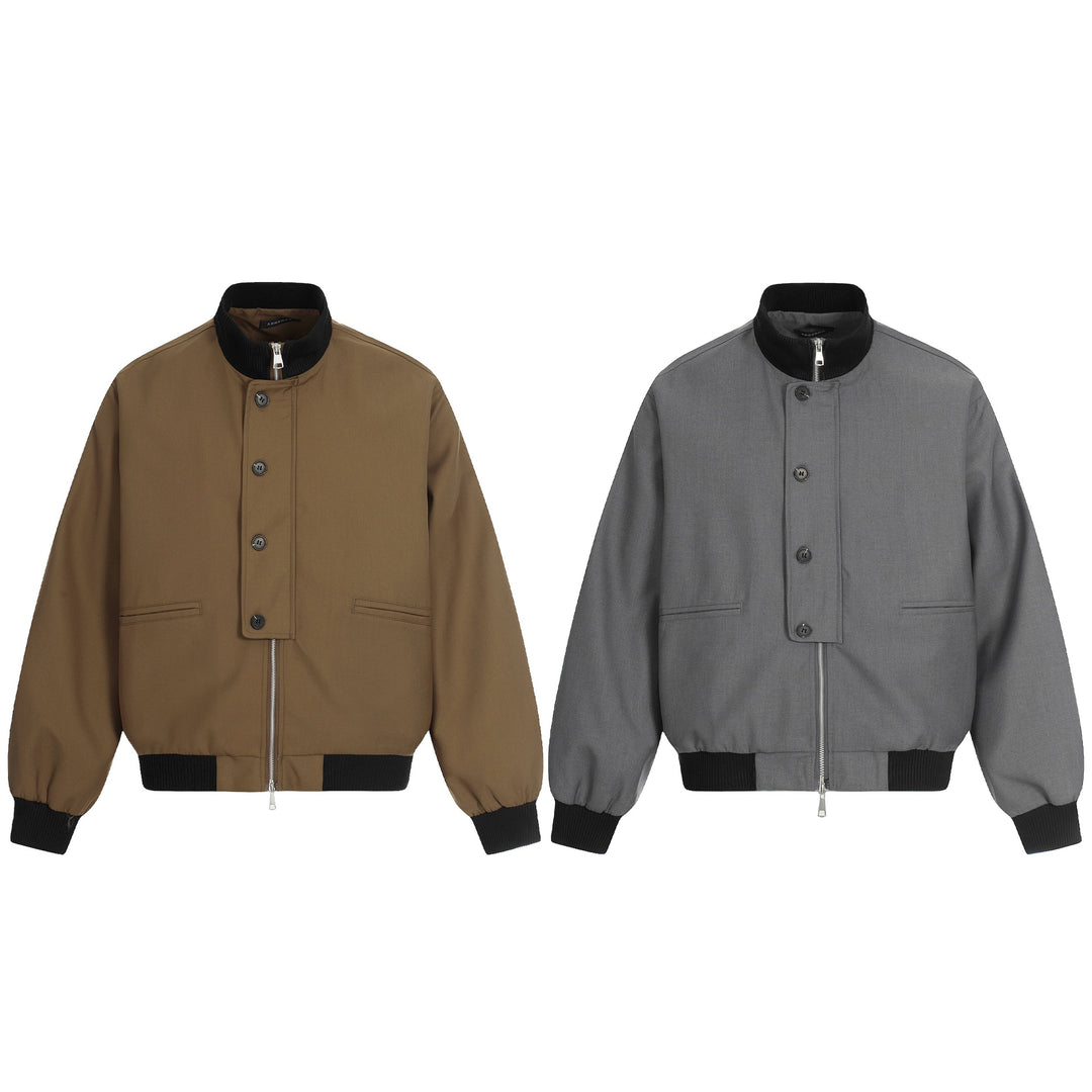 Unisex Kurze Boxy‑Bomberjacke mit verdeckter Reißverschluss‑Front und hohem Rippkragen Shop Nory