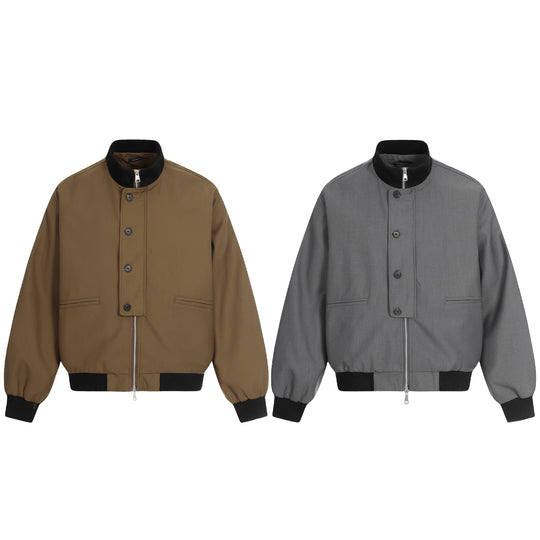 Unisex Kurze Boxy‑Bomberjacke mit verdeckter Reißverschluss‑Front und hohem Rippkragen Shop Nory