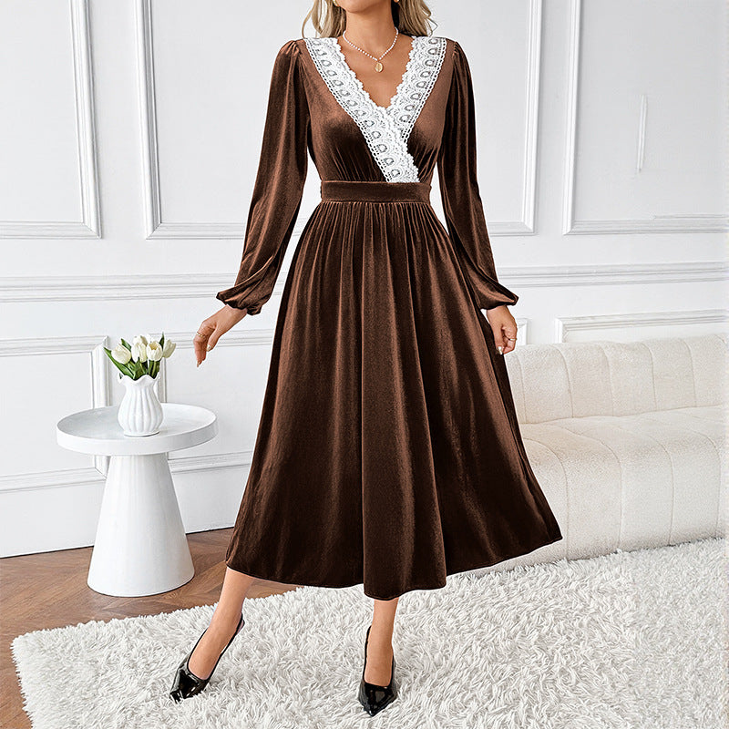 Damen Elegantes Maxikleid mit Spitzenakzenten Shop Nory