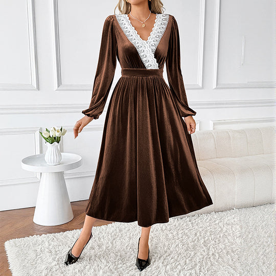 Damen Elegantes Maxikleid mit Spitzenakzenten Shop Nory