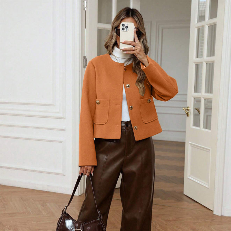 Damen Modische Jacke mit Goldknöpfen