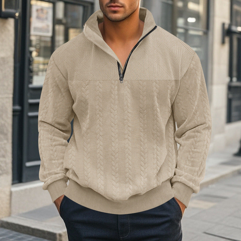 Herren Halbzip-Pullover mit Zopfstrick-Optik und Strukturpaneelen Shop Nory