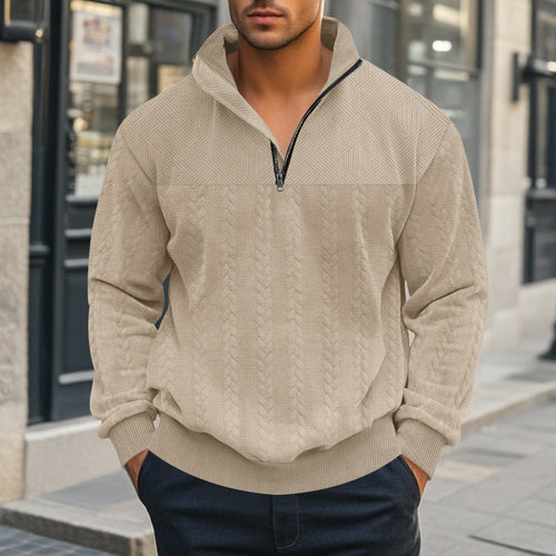 Herren Halbzip-Pullover mit Zopfstrick-Optik und Strukturpaneelen Shop Nory