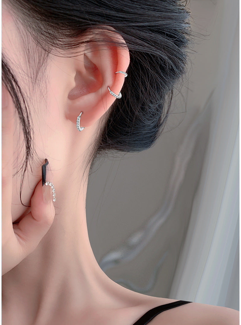1 Paar S999 Silber Zirkon 925 Sterling Silber Ohrringe Geometrische Ohrringe | Shop Nory