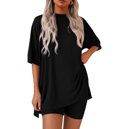 Damen lässiges Sport-T-Shirt mit Shorts im Set