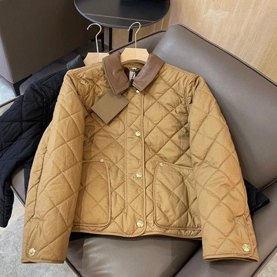 Damen gesteppte Übergangsjacke mit Lederkragen Shop Nory