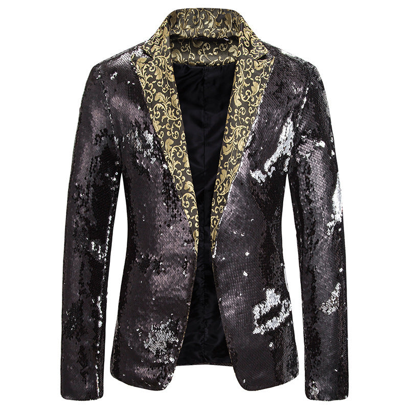 Herren extravagante Pailletten-Blazerjacke