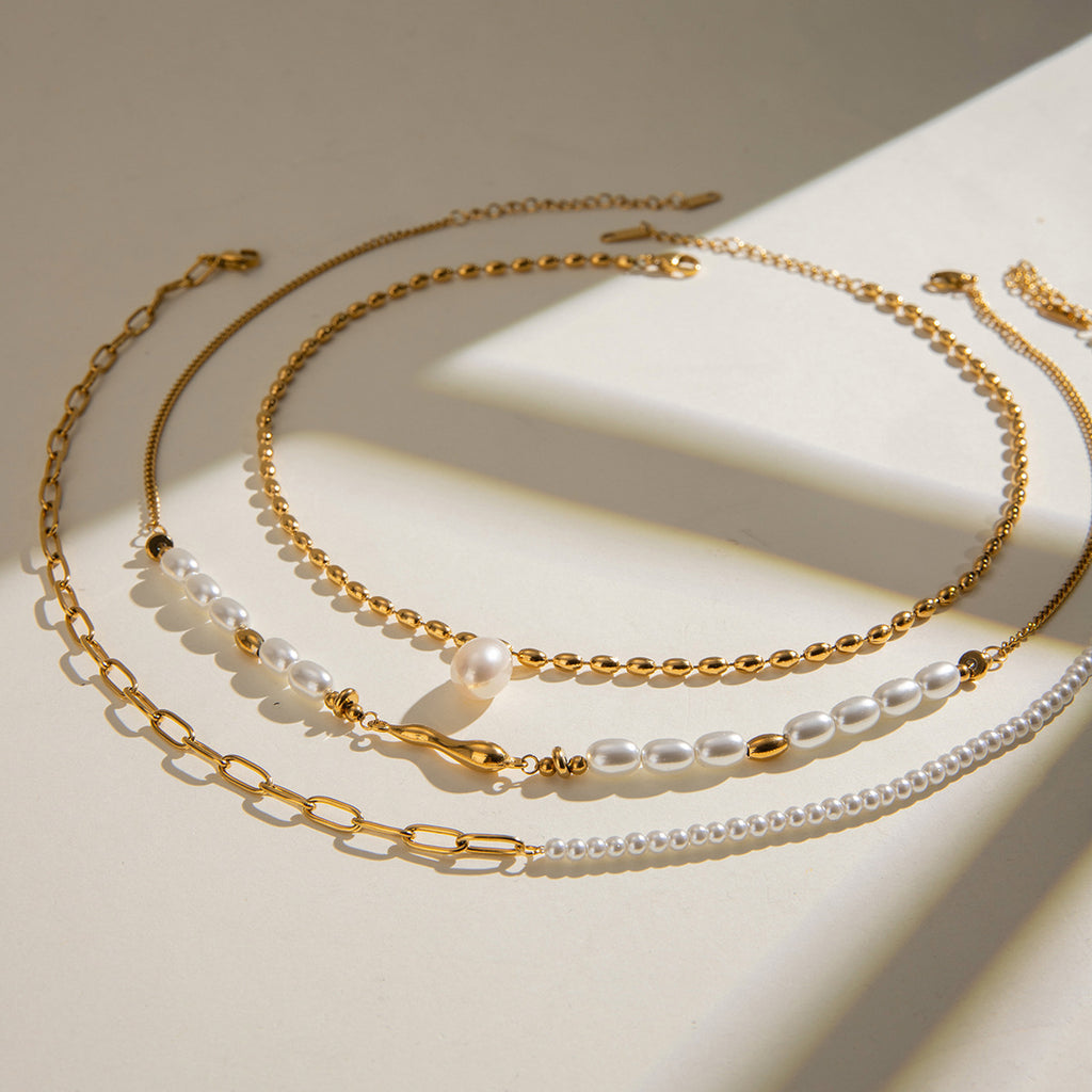 Damen Halskette mit feinem Perlenanhänger und hypoallergener Edelstahlverarbeitung Shop Nory