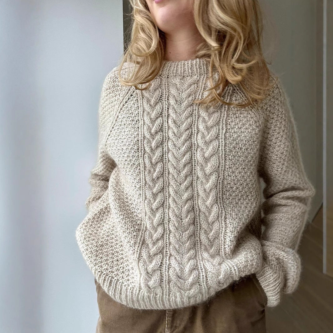 Damen Übergroßer Strickpullover mit Zopfmuster