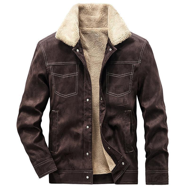 Herren Wildlederjacke mit Sherpa‑Futter, Teddy‑Innenfutter und Druckknopfverschluss Shop Nory