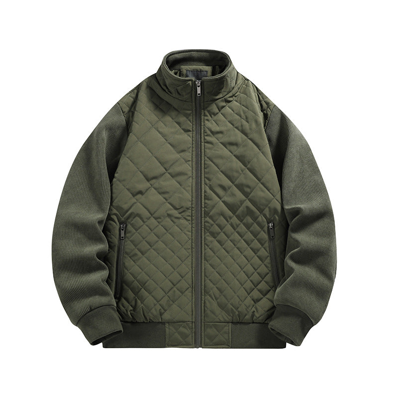 Herren gesteppte Hybridjacke mit Stehkragen und Strickärmeln Shop Nory