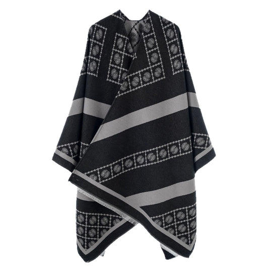 Damen Luxuriöses Jacquard-Überwurfcape mit kastiger Silhouette Shop Nory