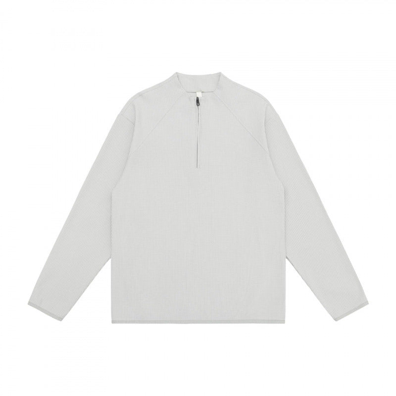 Unisex Waffelstrick-Halbzip-Pullover mit Raglanärmeln Shop Nory