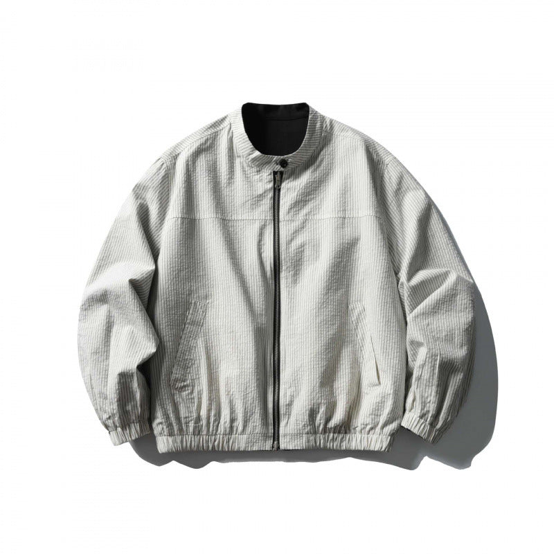 Unisex Leichte Oversize-Bomberjacke aus Strukturstoff mit Stehkragen und elastischem Saum Shop Nory