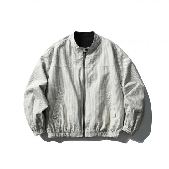 Unisex Leichte Oversize-Bomberjacke aus Strukturstoff mit Stehkragen und elastischem Saum Shop Nory