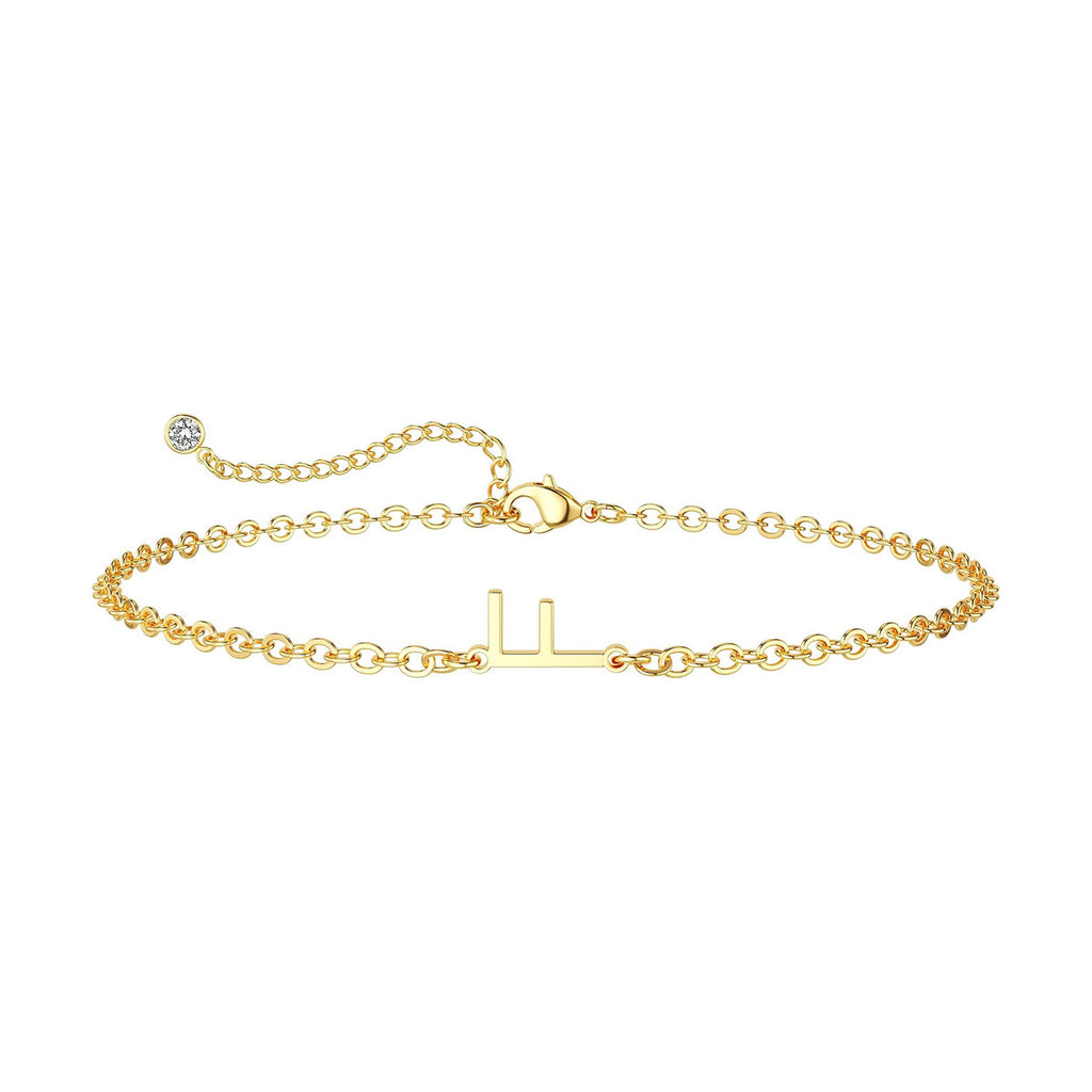 Damen Fußkettchen mit personalisiertem Anfangsbuchstaben und funkelndem Zirkonia-Detail Shop Nory