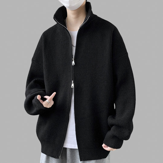 Herren Stylische Strickjacke mit hohem Kragen und Reißverschluss Shop Nory