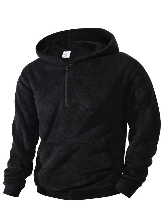 Herren kuscheliger Microfleece-Hoodie mit Halbzip, Kapuze und Kängurutasche Shop Nory