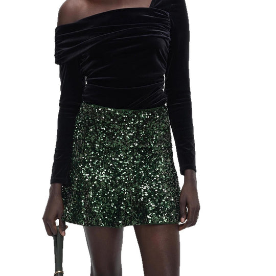 Damen Pailletten-Minirock mit taillierter Silhouette & leichtem A-Linien‑Schnitt Shop Nory