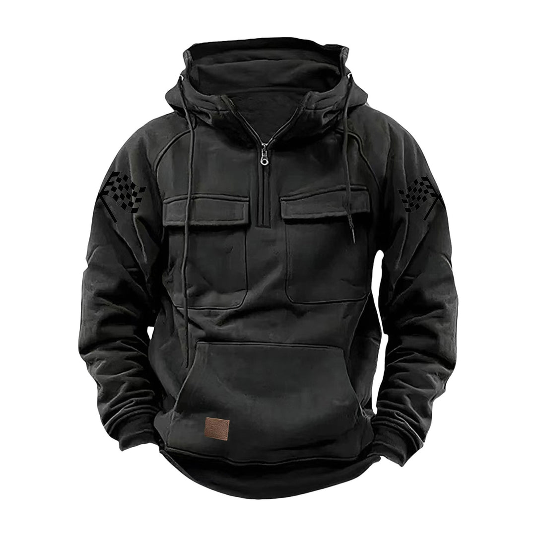 Herren nan Kapuzenpullover mit Halbzip, Cargo-Brusttaschen und Kängurutasche Shop Nory