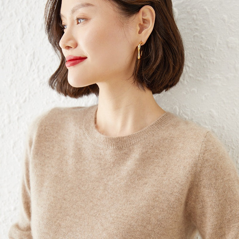 Damen Kurzgeschnittener Feinstrickpullover mit Rundhalsausschnitt und geripptem Bund Shop Nory