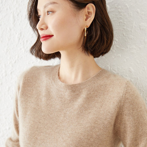 Damen Kurzgeschnittener Feinstrickpullover mit Rundhalsausschnitt und geripptem Bund Shop Nory