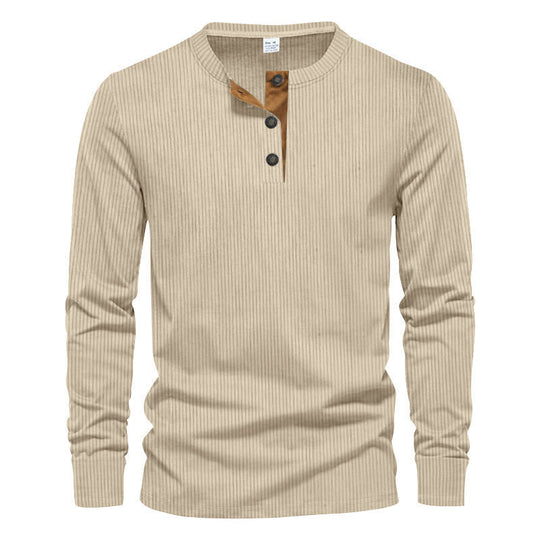 Herren Langarm-Henley-Shirt mit strukturiertem Design