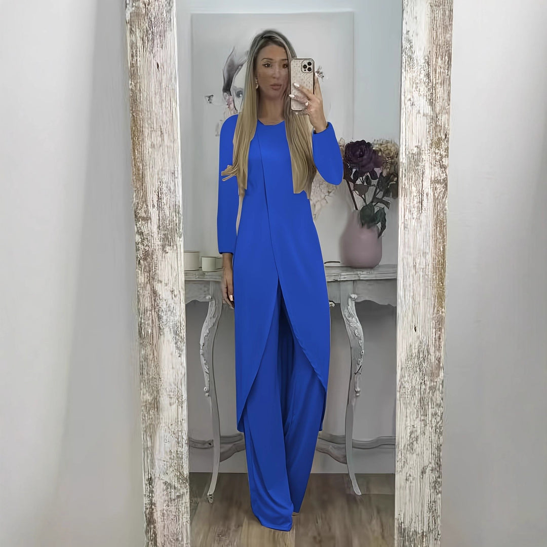 Damen Elegantes Maxikleid mit Wickeloptik, asymmetrischer Drapierung und vorderem Schlitz Shop Nory