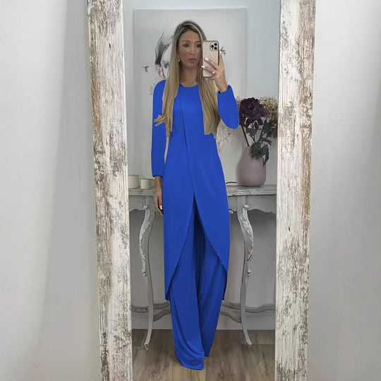 Damen Elegantes Maxikleid mit Wickeloptik, asymmetrischer Drapierung und vorderem Schlitz Shop Nory