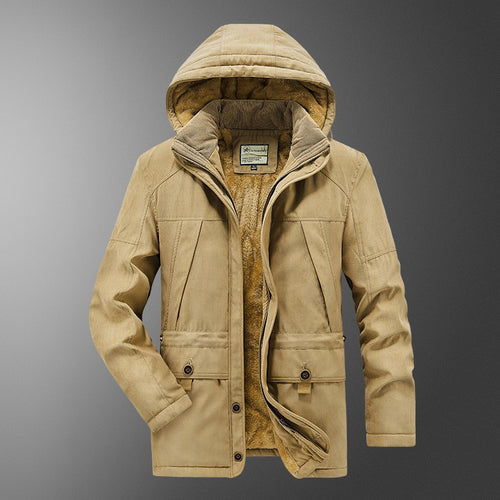 Herren gefütterter Kapuzenparka mit Thermo-Teddyfutter, winddichter Baumwollmix-Außenschale und Mehrfachtaschen Shop Nory