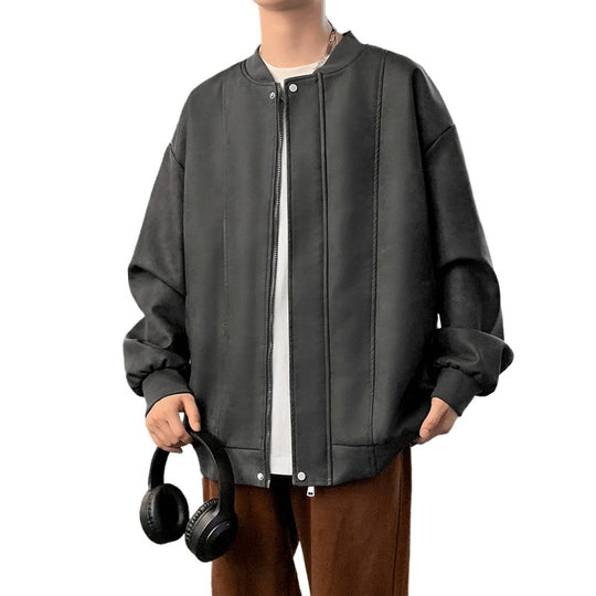 Herren Oversize-Bomberjacke aus Veloursimitat mit senkrechter Nahtstruktur Shop Nory