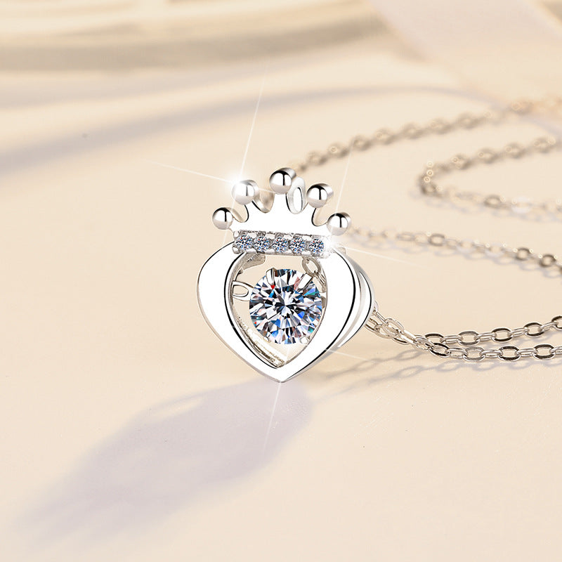 Damen Halskette mit herzförmigem Anhänger und Krone Shop Nory