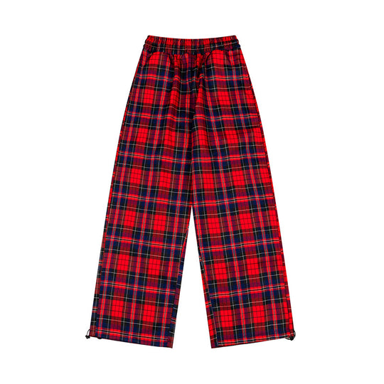 Damen Karierte Palazzo-Loungewear-Hose mit hohem Komfortbund und verstellbarem Saum Shop Nory