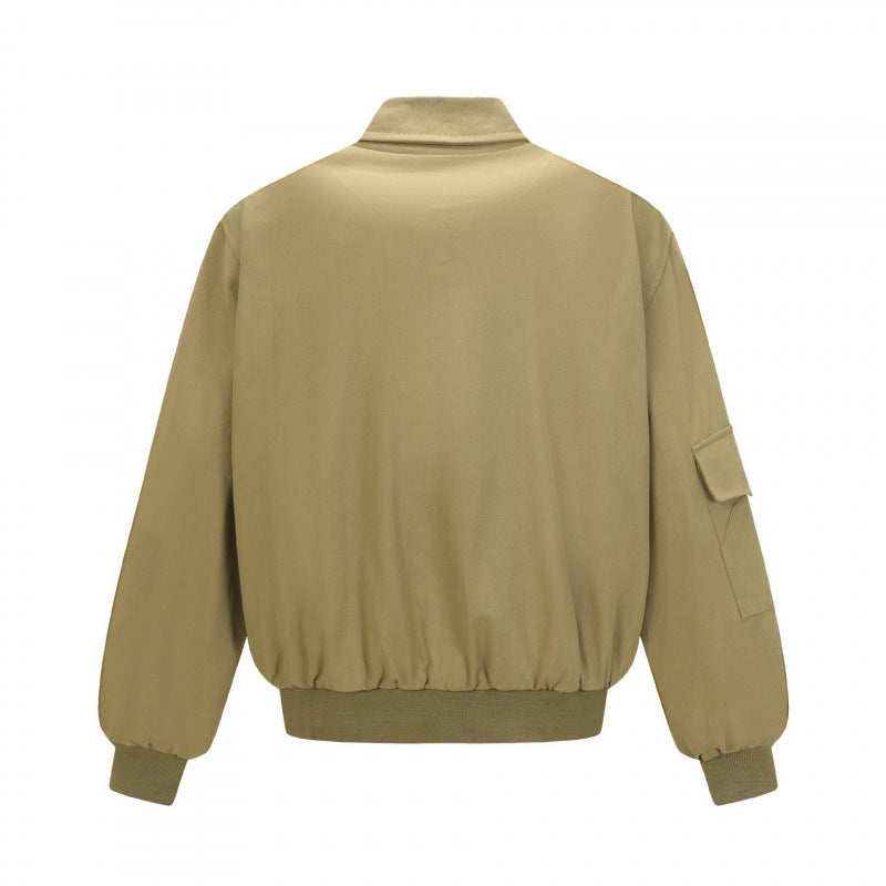Unisex Oversize-Bomberjacke im Utility-Stil mit Reißverschluss, aufgesetzten Klappentaschen und Rippabschluss Shop Nory