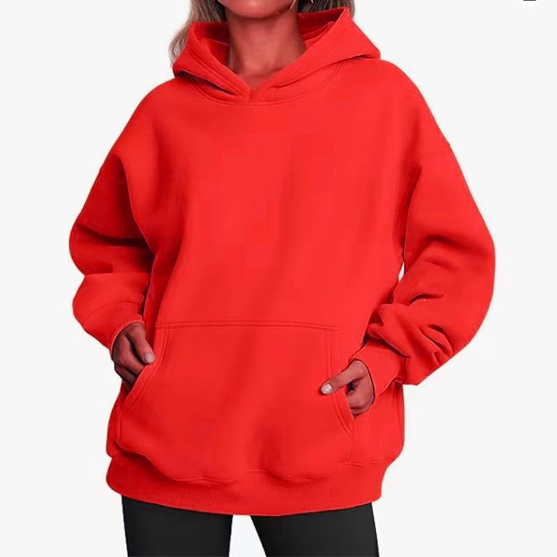 Damen nan Oversize-Kapuzenpullover mit Raglanärmeln, Kängurutasche und weichem Fleece-Innenfutter Shop Nory