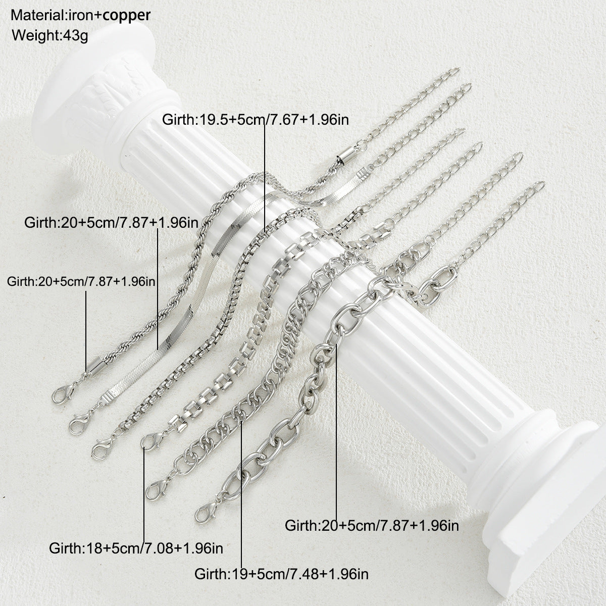 Damen Armreif-Set mit variierenden Kettenformen und strukturierten Designs Shop Nory