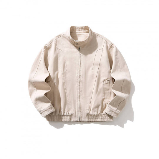 Herren Kurzer Utility-Blouson aus robustem Canvas mit Stehkragen, verdecktem Frontreißverschluss und elastischem Tunnelzugsaum Shop Nory