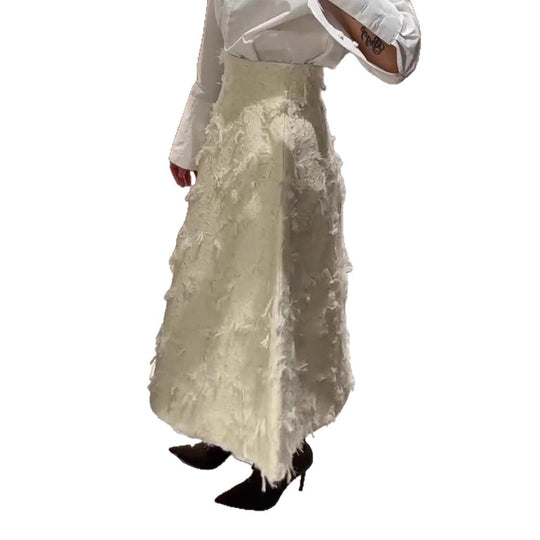 Damen Midirock mit hoher Taille und fransiger Struktur Shop Nory