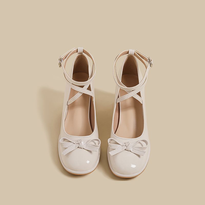 Damen elegante Ballerina-Pumps mit verstellbarem Fesselriemen und Schnürung