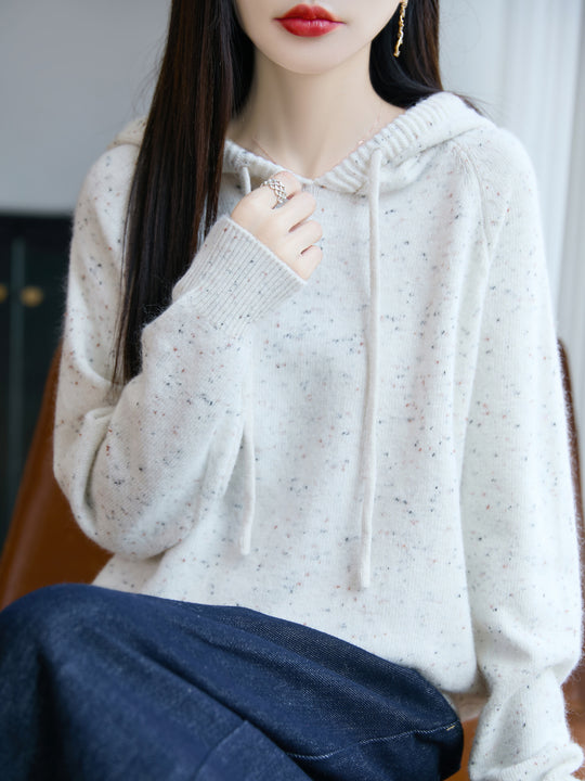 Damen Weicher Feinstrick-Kapuzenpullover mit Nep‑Garn und gerippten Bündchen Shop Nory